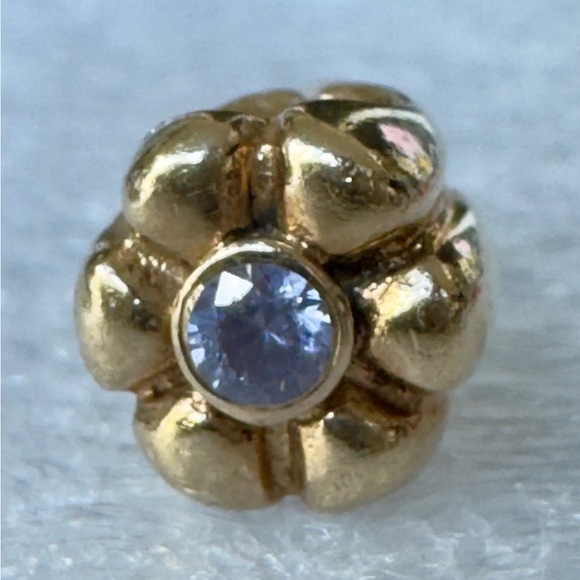 GENUINE PANDORA 14K GOLD WHITE PEARL LAVENDER CZ CHARM 750238LCZ RETIRED - Picture 11 of 11